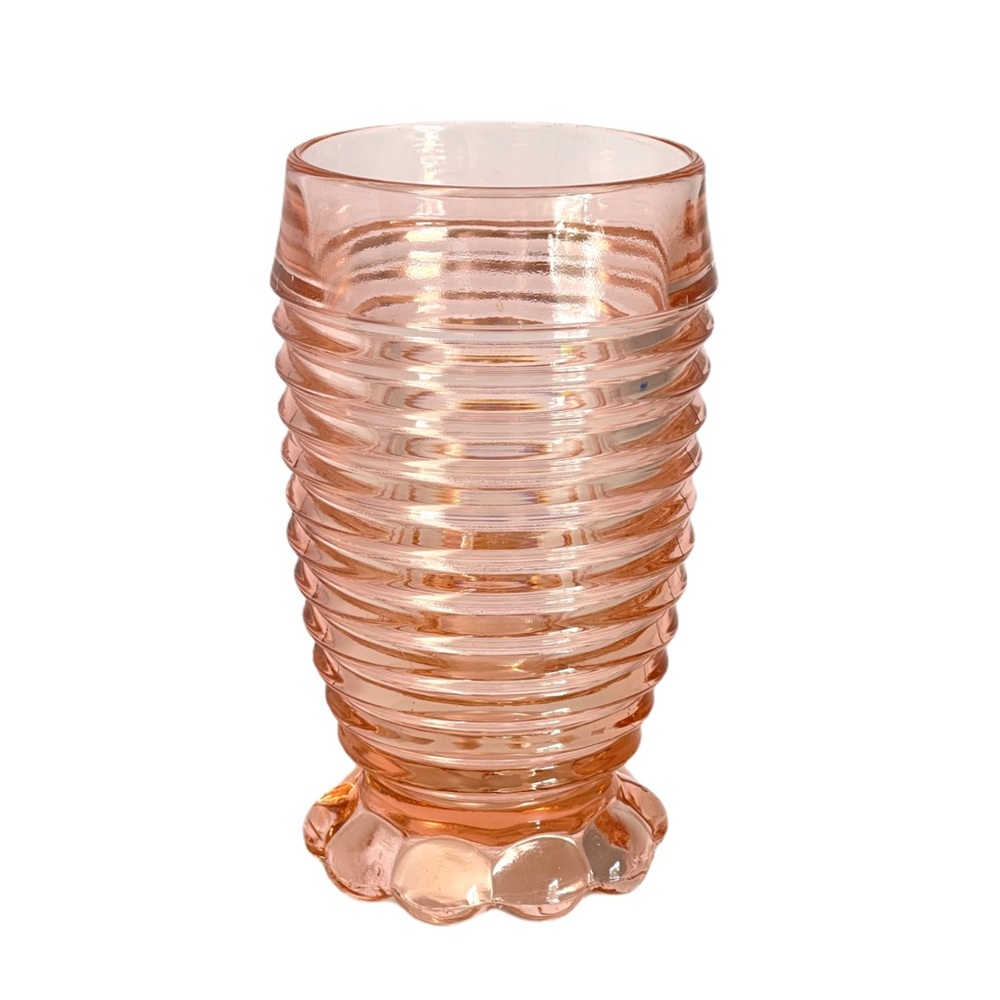 Vintage Pink Glass Tumbler Manhattan Depression Glass Art Deco MCM Glassware